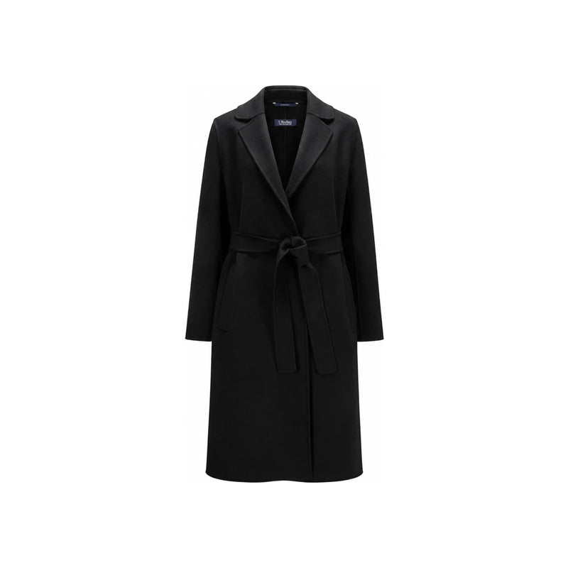 Max Mara Belted Long Coat Black