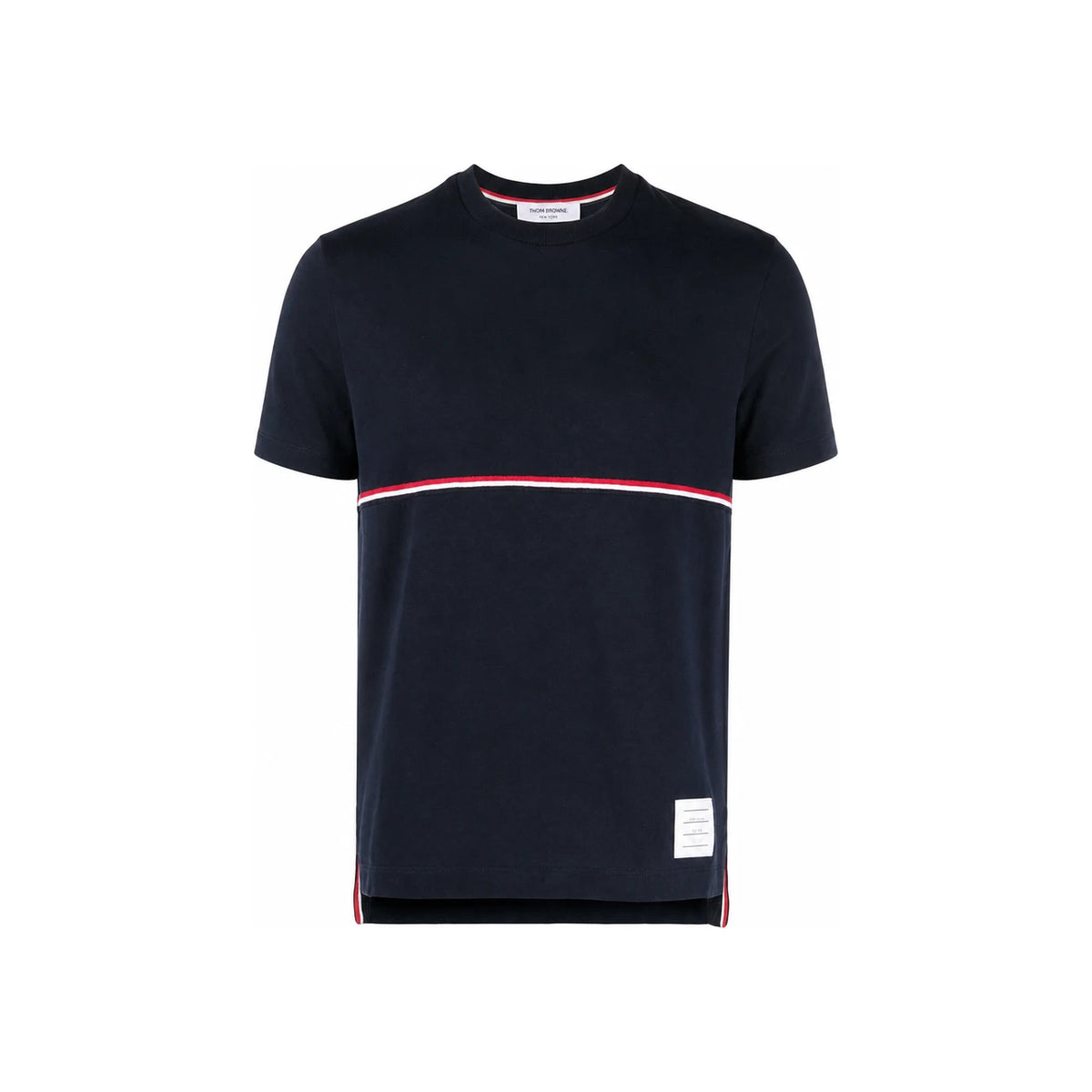 THOM BROWNE RWB Stripe Midweight Short Sleeve T-Shirt Navy