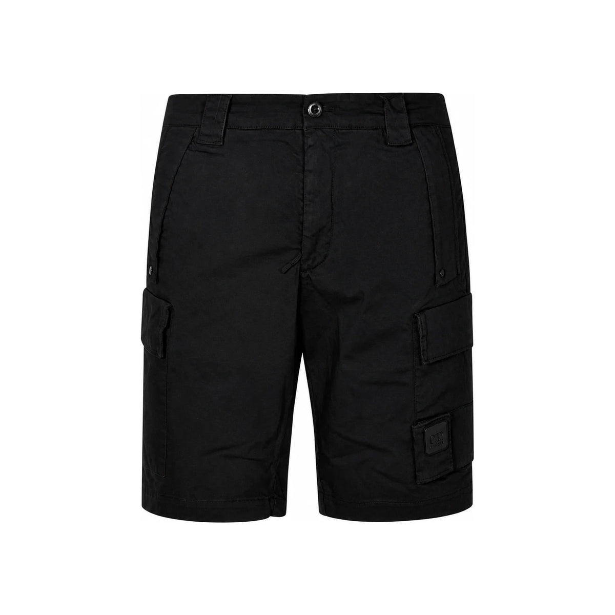 CP Company Black Cargo Half Shorts with 15th Anniversary Logo Patch