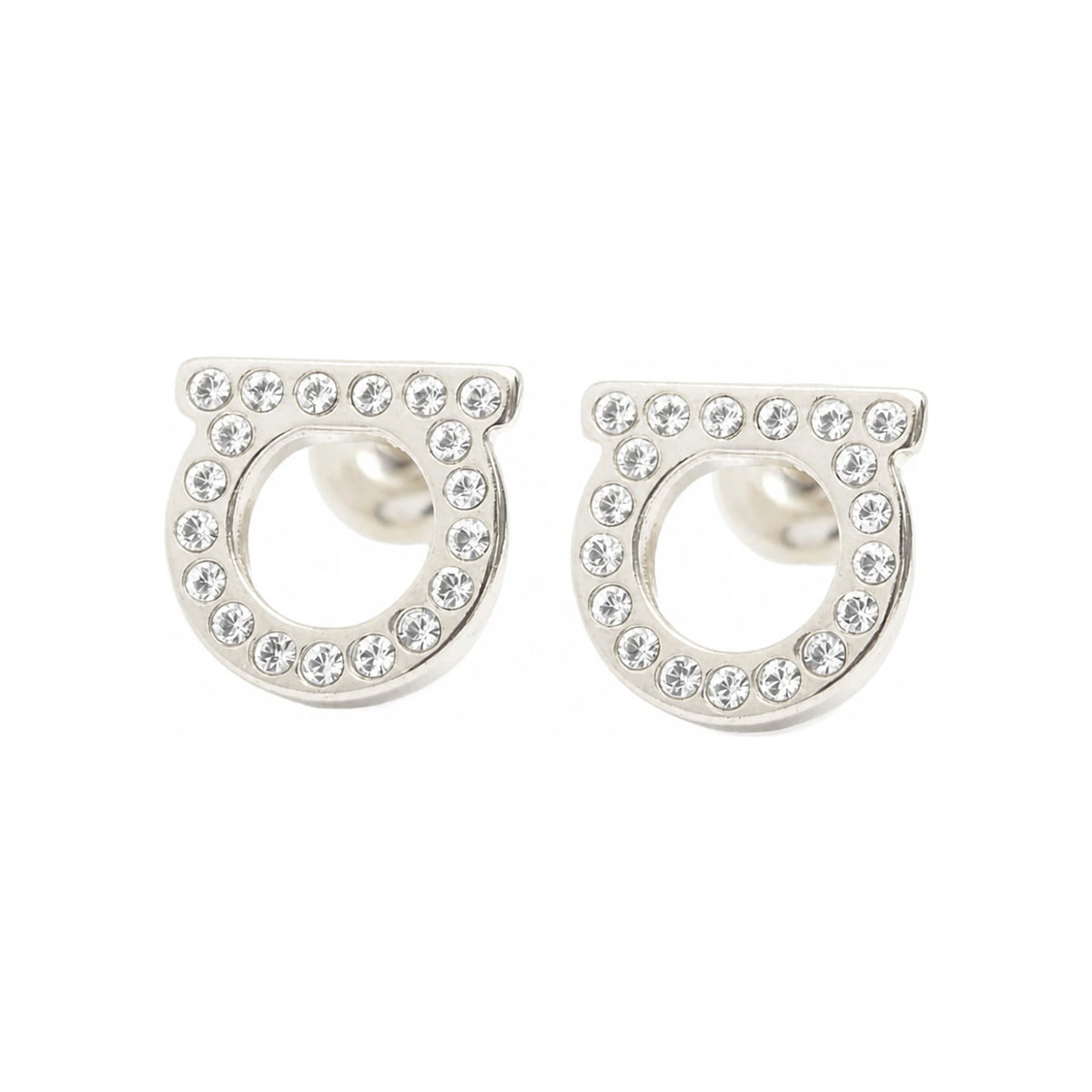 Ferragamo Gancini Crystal Earrings Gold-Tone Women’s Jewelry