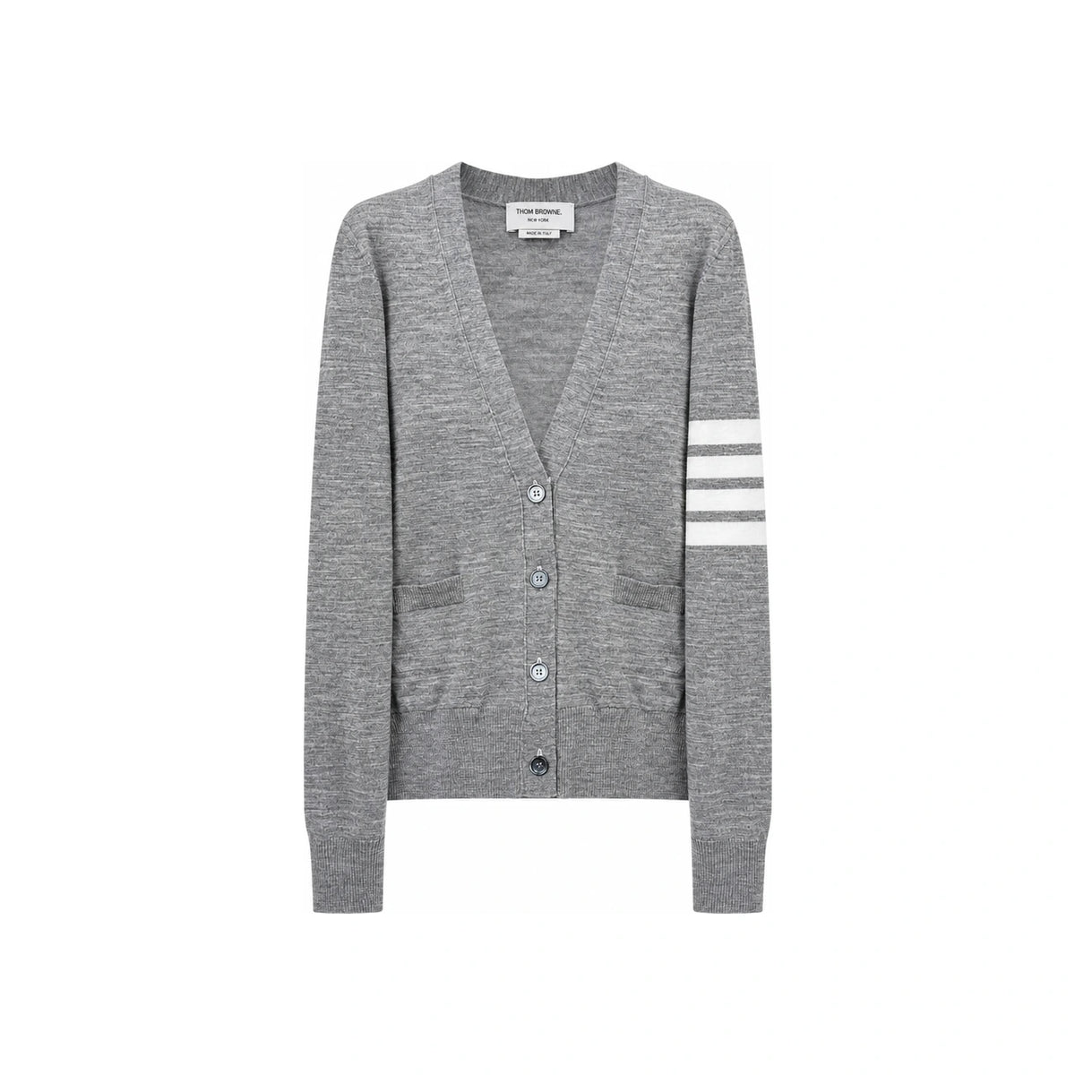 THOM BROWNE 4-Bar Armband Women’s Wool Cardigan Gray