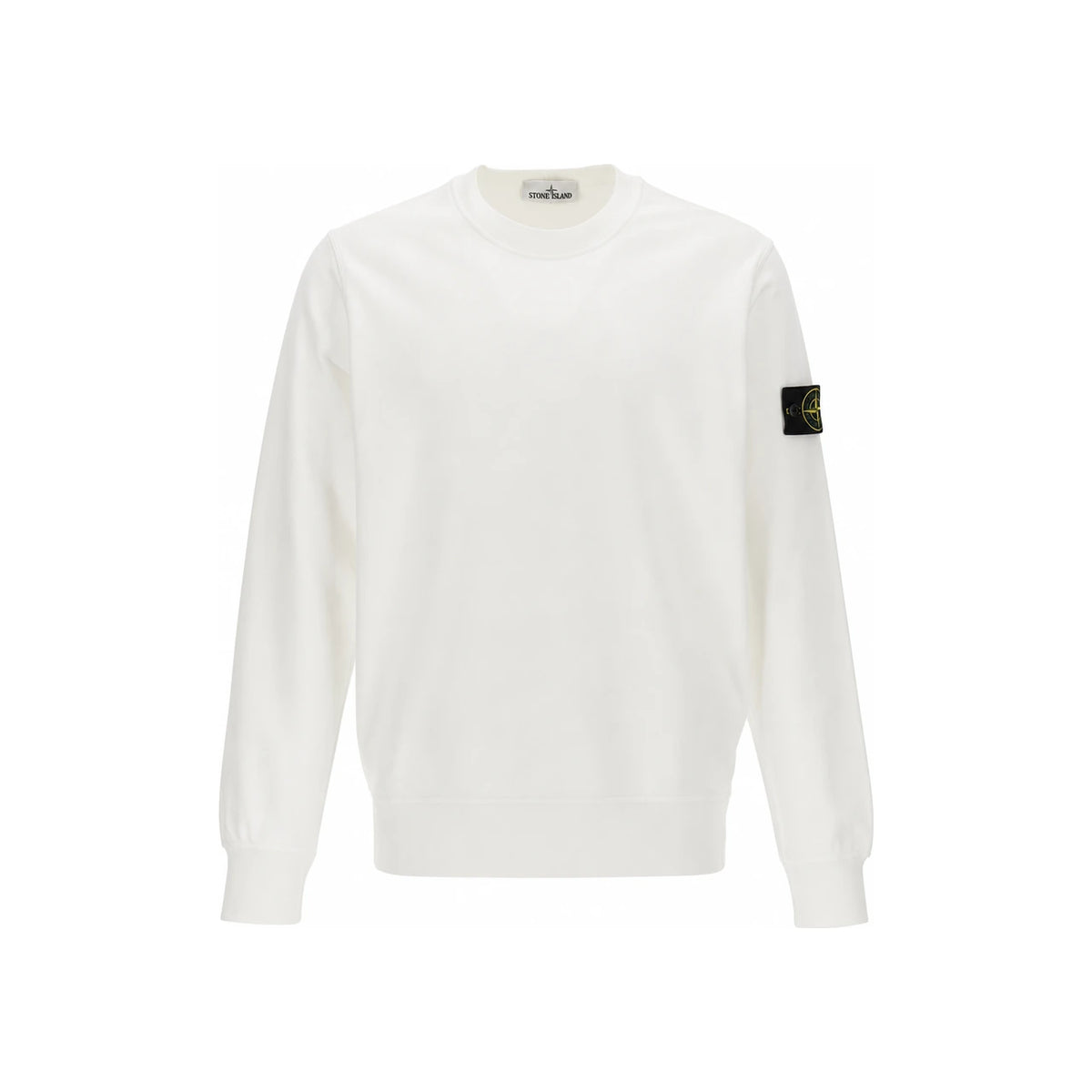 STONE ISLAND Organic Cotton Fleece Crewneck Sweatshirt Black Men