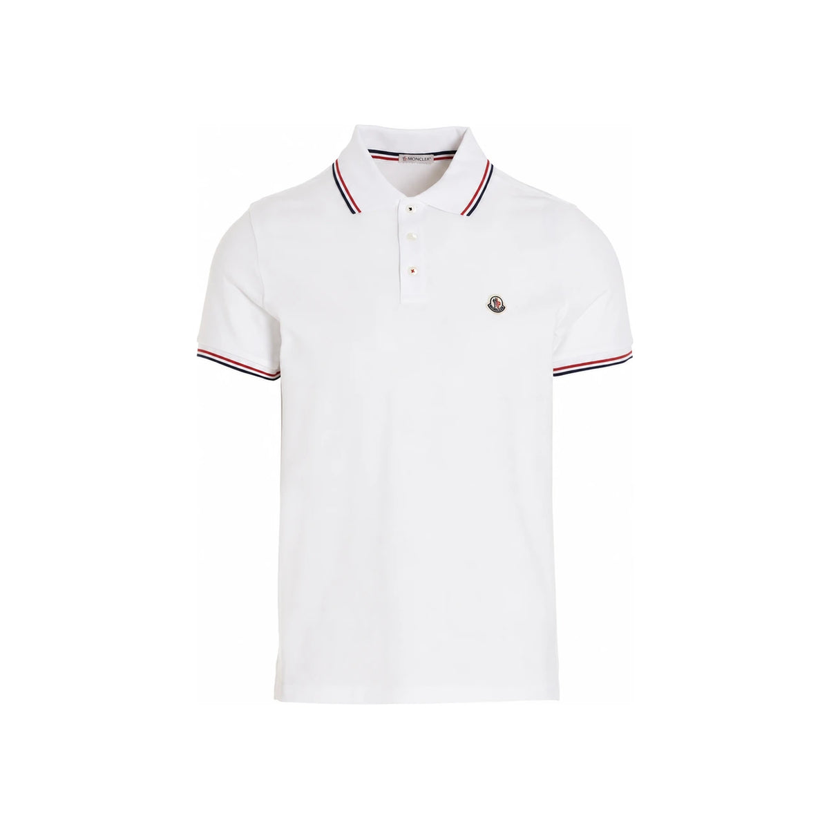 Moncler Triple Stripe Lining Logo Patch Short Sleeve Polo Shirt