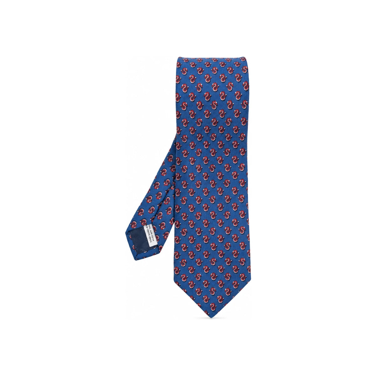 Ferragamo Dragon Print Silk Tie Navy