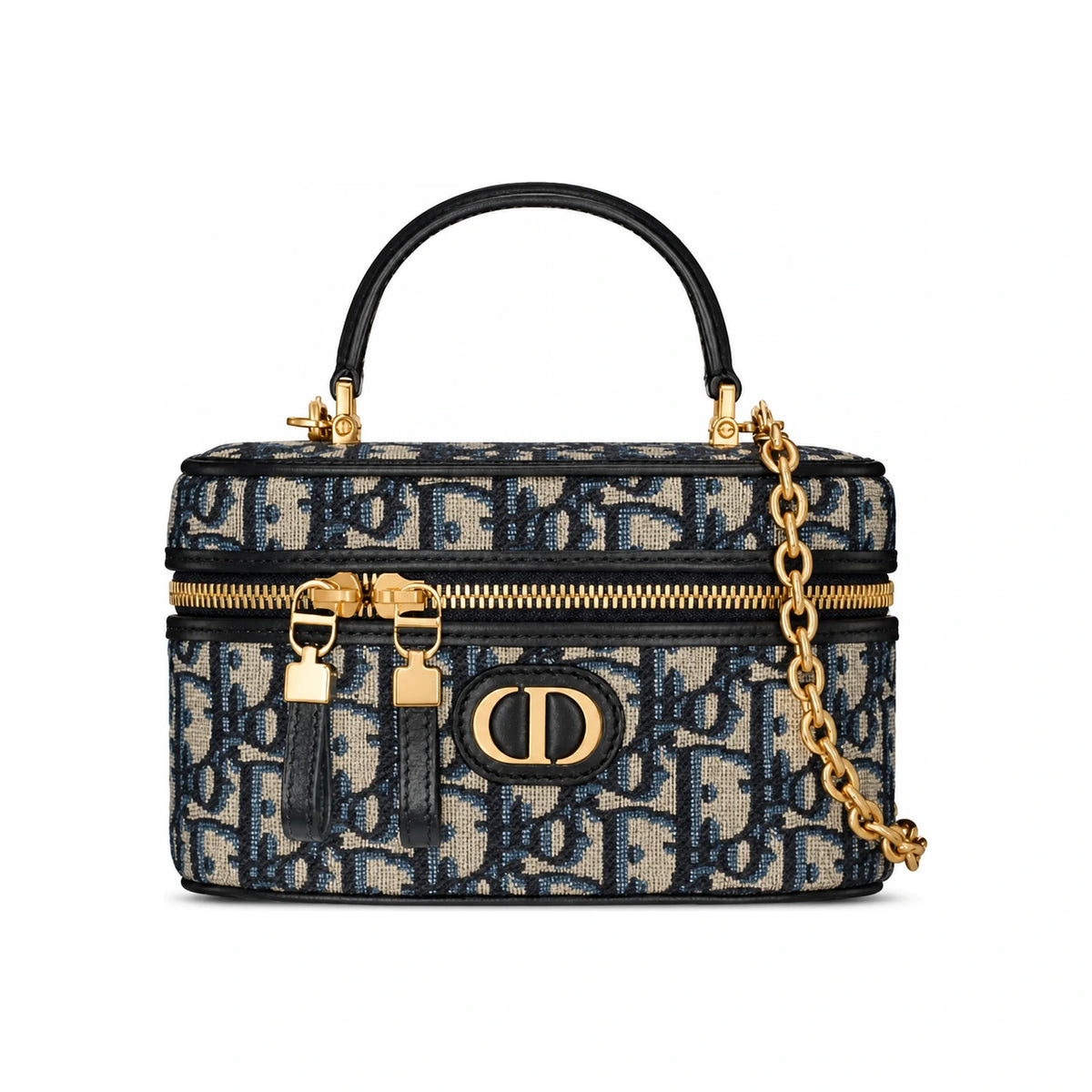 DIOR 30 Montaigne Mini Vanity Case Blue Leather Pouch Bag S2332UTZQ M928