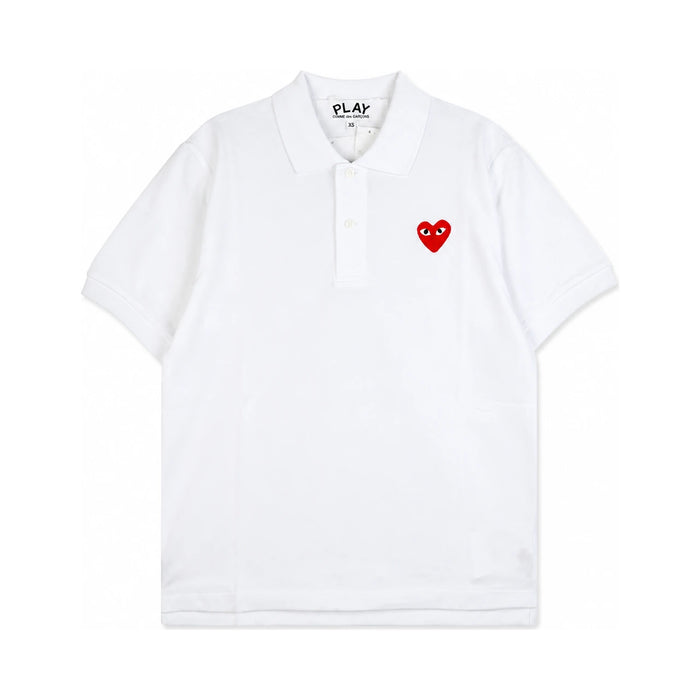 Comme des Garcons Unisex Red Heart Logo Short Sleeve Polo Shirt