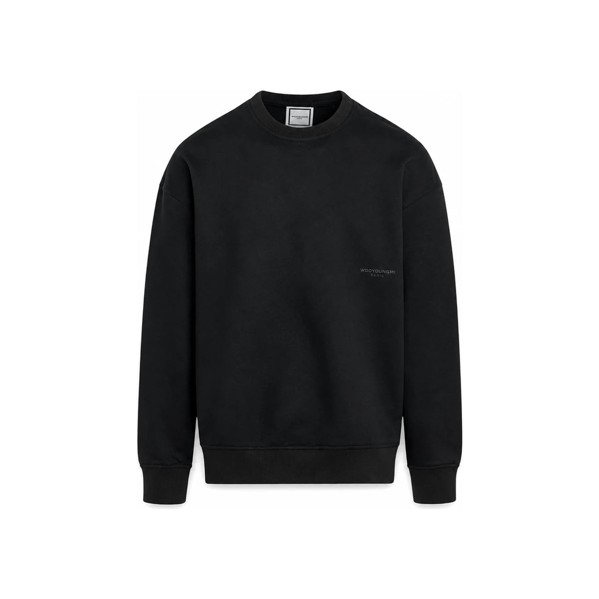 WOOYOUNGMI Leather Patch Crewneck Sweatshirt Black Men