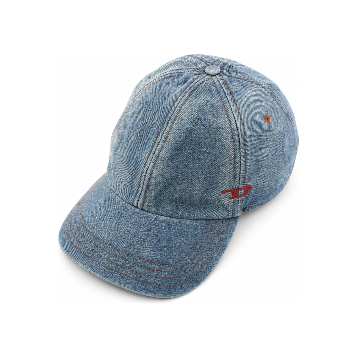 DIESEL Blue Denim Embroidered Logo Baseball Cap