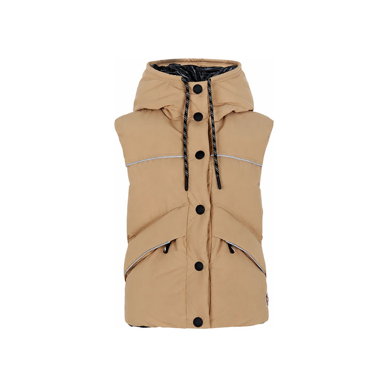 Moncler camel beige Grenoble Arolla hooded goose down vest 1A00006 595M6 236