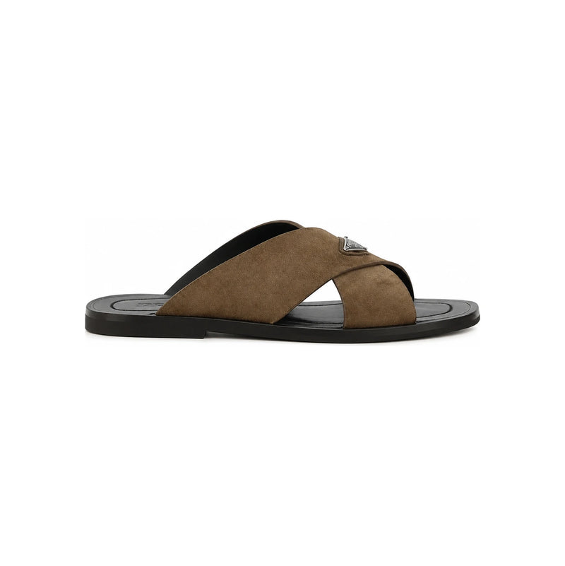 PRADA Men’s Crisscross Slide Sandals 2X3146 F X000 103 F0005
