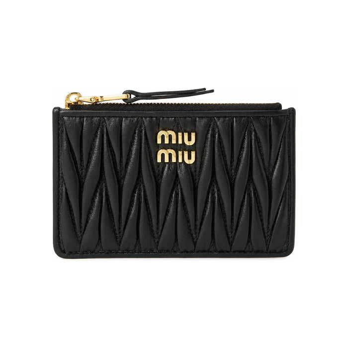Miu Miu Matelassé Leather Card Holder Black Unisex