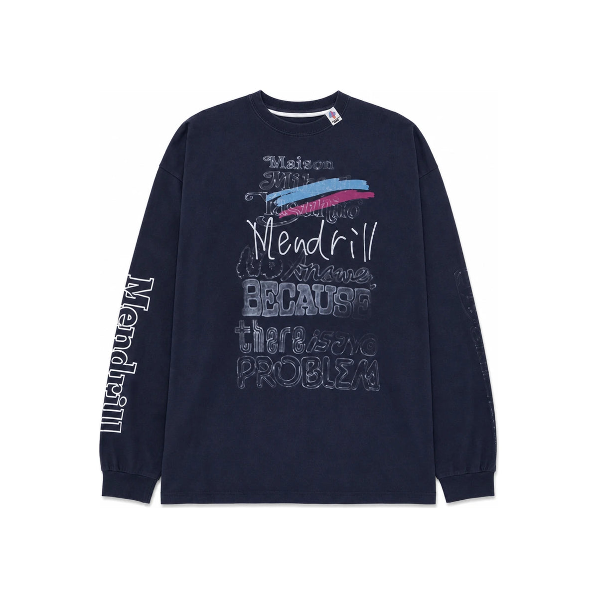 Maison Mihara Yasuhiro Distressed Long Sleeve T-Shirt Navy Unisex