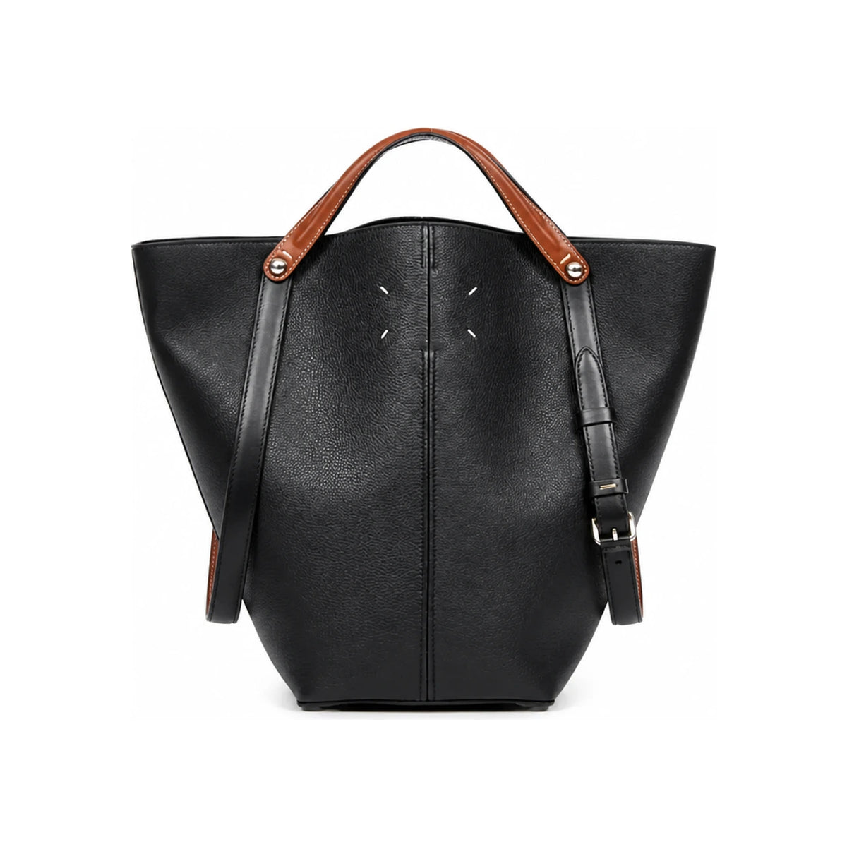 Maison Margiela Dress Age Medium Tote Bag Black Leather
