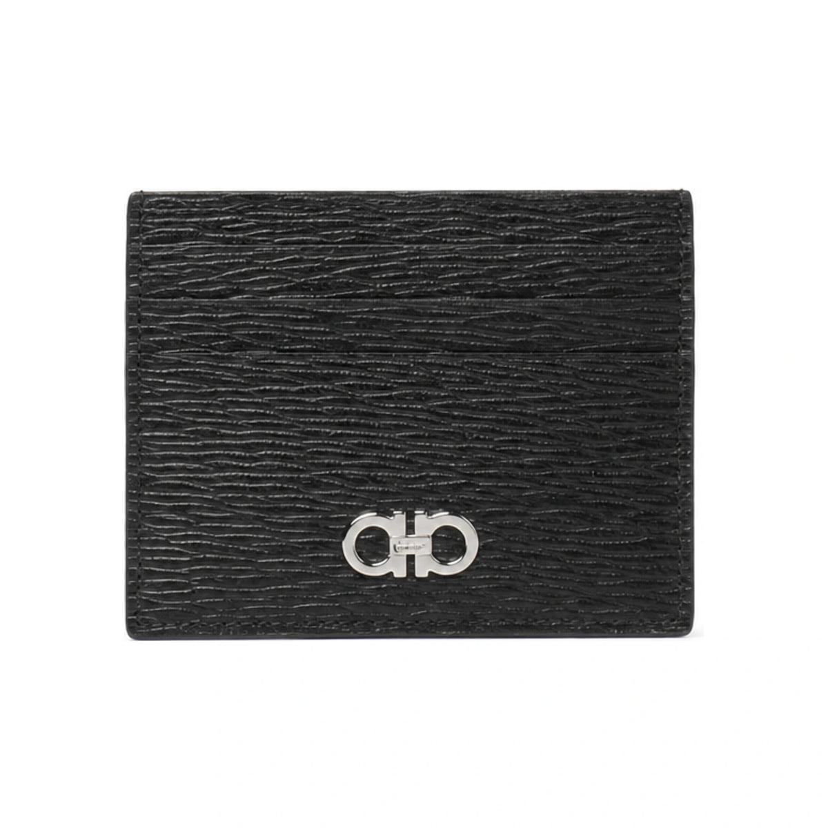 Ferragamo Gancini Leather Card Holder Black Unisex