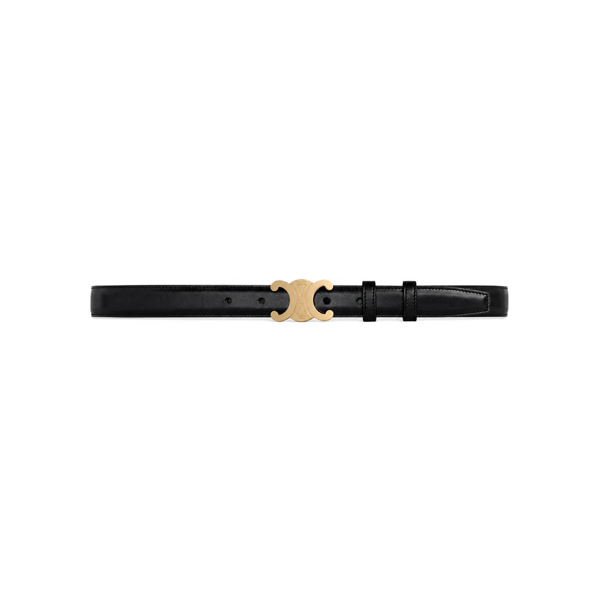CELINE Triomphe Logo Leather Belt Black