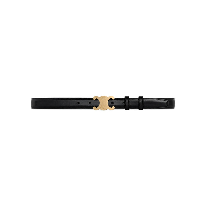CELINE Triomphe Logo Leather Belt Black