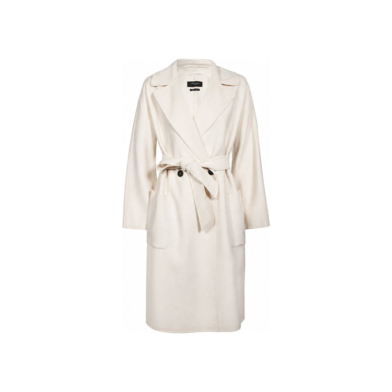 Max Mara Belted Wool Coat Off-White 2350110337 006