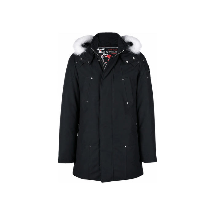 Moose Knuckles Black Down Jacket with White Fur Trim MK4661MP 290