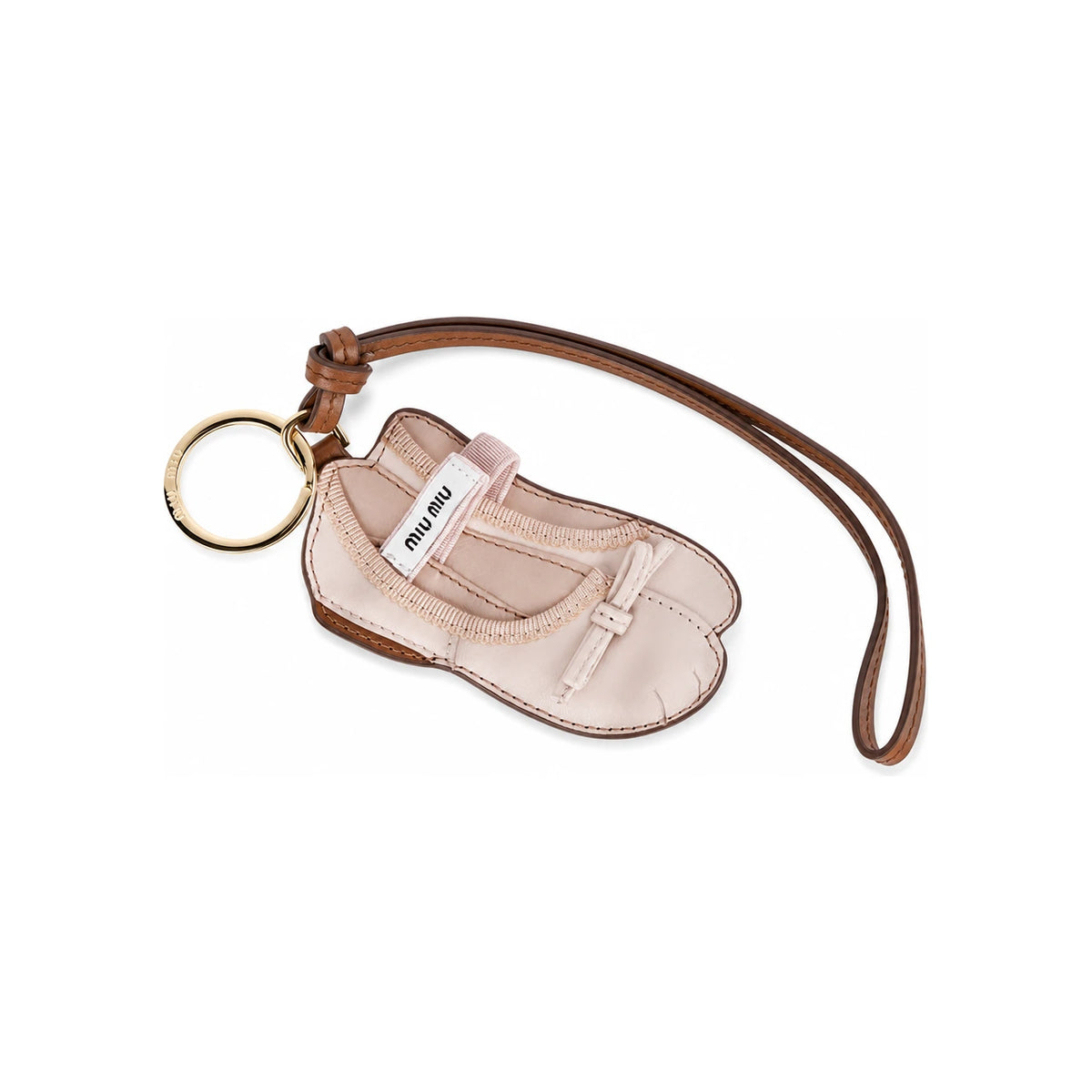 Miu Miu Ballet Shoe Strap Bag Charm Keyring Black Leather 5TL533 2CUM F0NZ2
