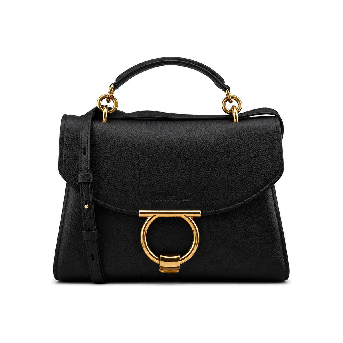 Ferragamo Gancini Leather Tote Bag for Women 21 H493 NERO 0720168