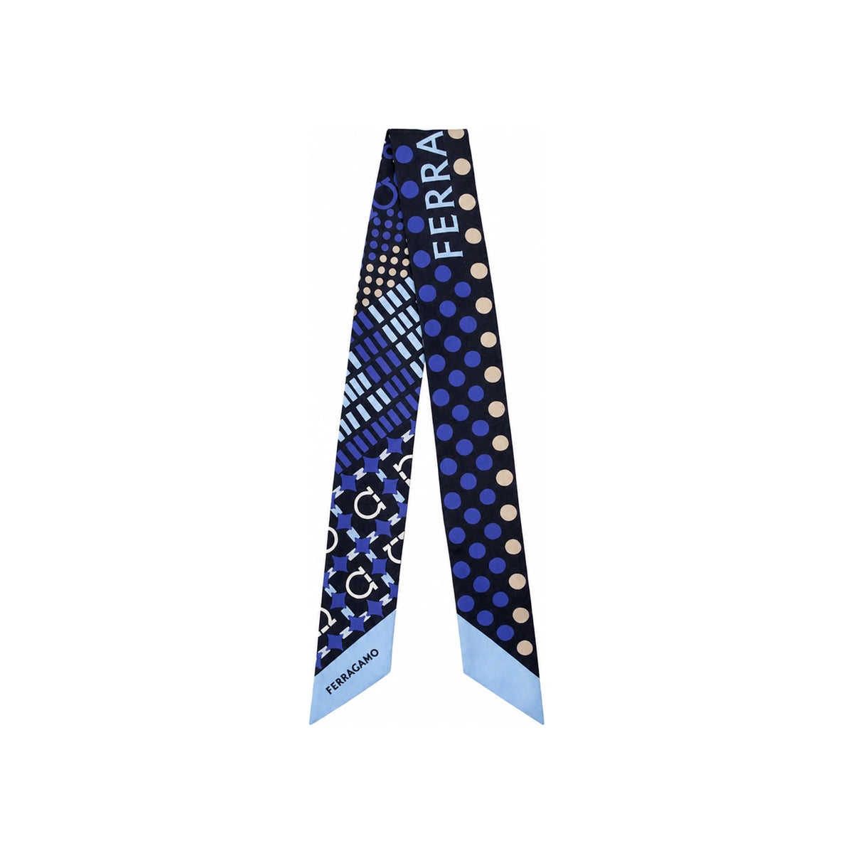 Ferragamo Gancini Logo Silk Skinny Scarf