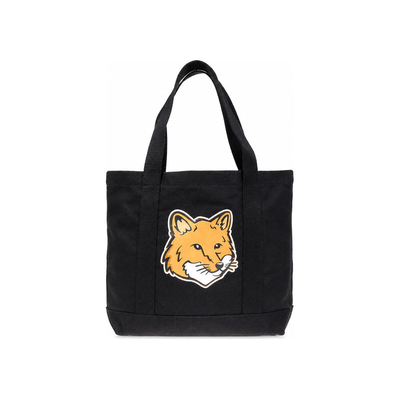 Maison Kitsune Ecru Canvas Fox Head Tote Bag Unisex