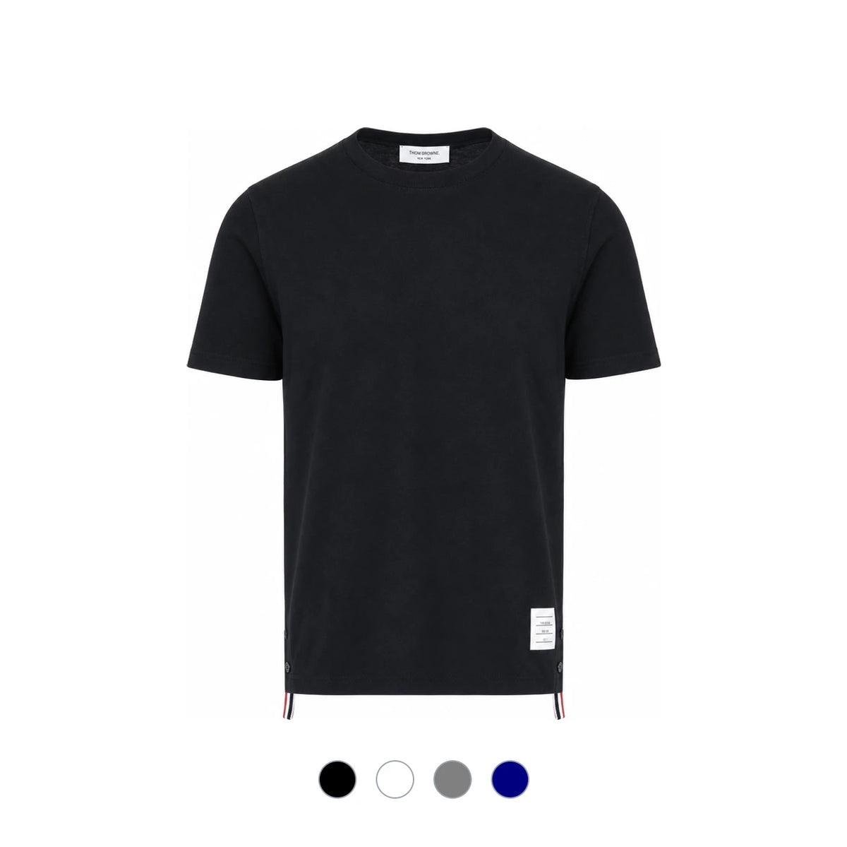THOM BROWNE Relaxed Fit Navy Center Back Stripe Short Sleeve T-Shirt