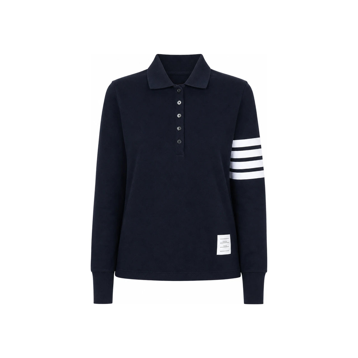 THOM BROWNE Women’s Collared Long Sleeve T-Shirt Navy Cotton