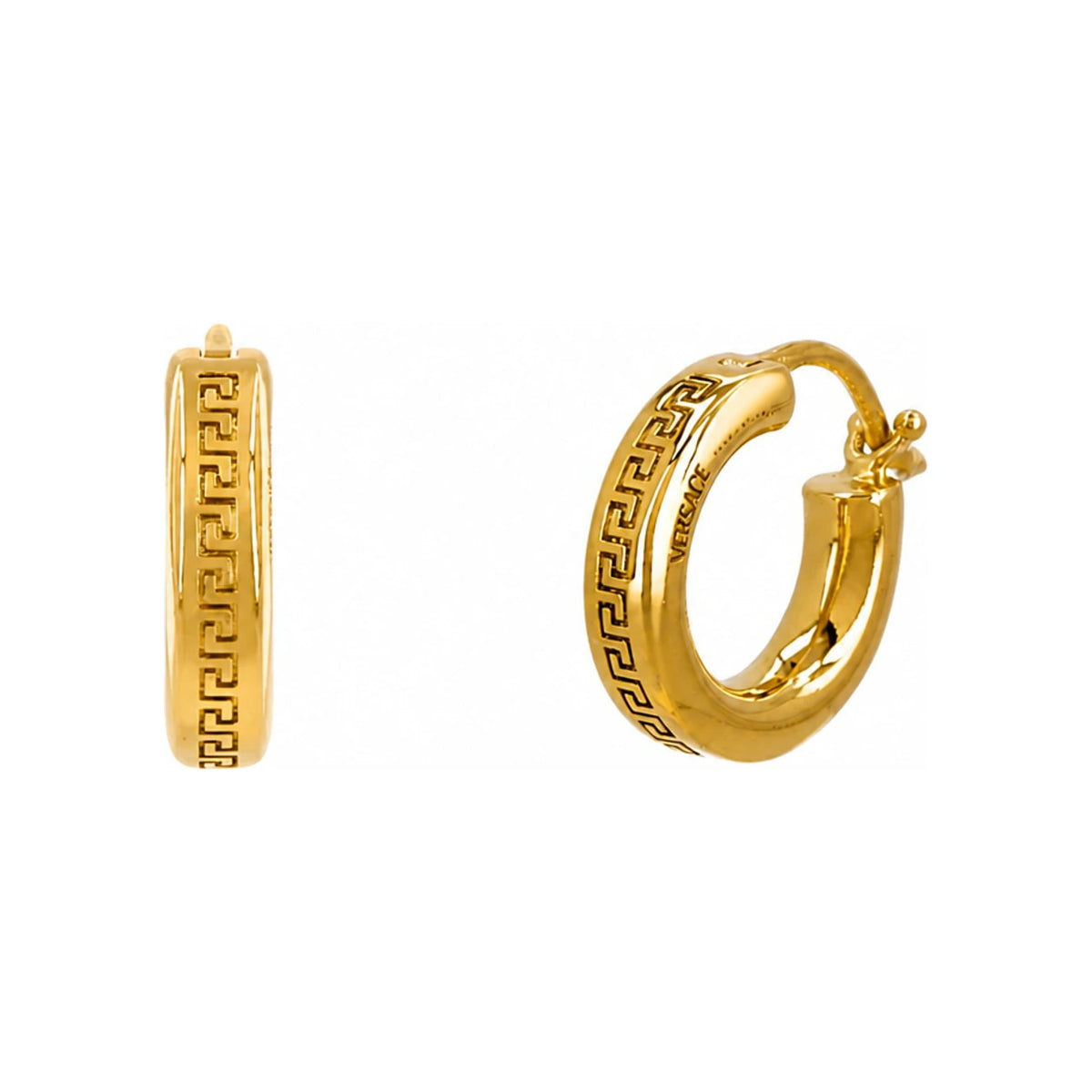 Versace Greca Hoop Earrings Women’s Gold-Tone Jewelry 1018958 1A00620 3J000
