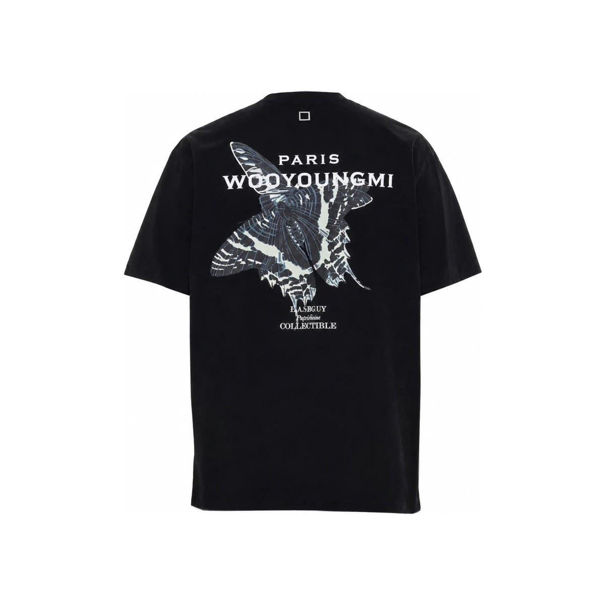 WOOYOUNGMI Black Butterfly Back Logo Short Sleeve T-Shirt