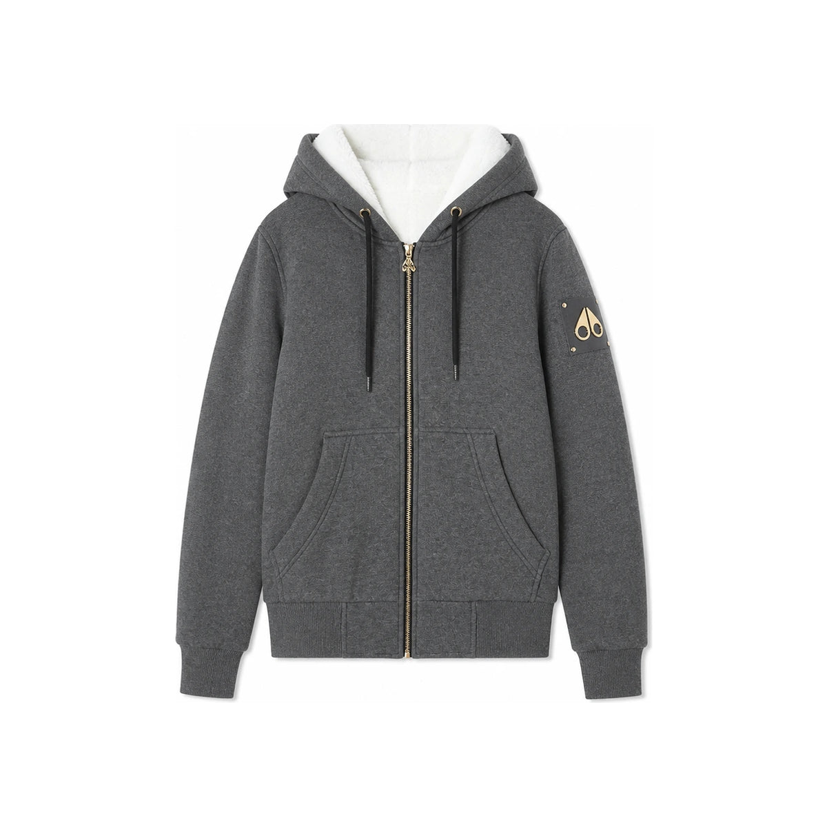 Moose Knuckles Gray Bunny Hooded Zip-Up Jacket for Women