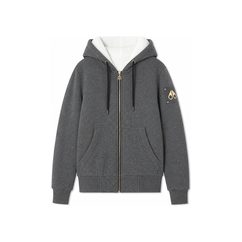 Moose Knuckles Gray Bunny Hooded Zip-Up Jacket for Women