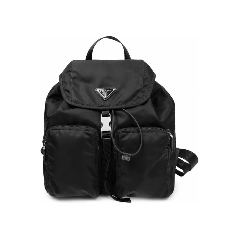 PRADA Black Nylon Triangle Logo Backpack