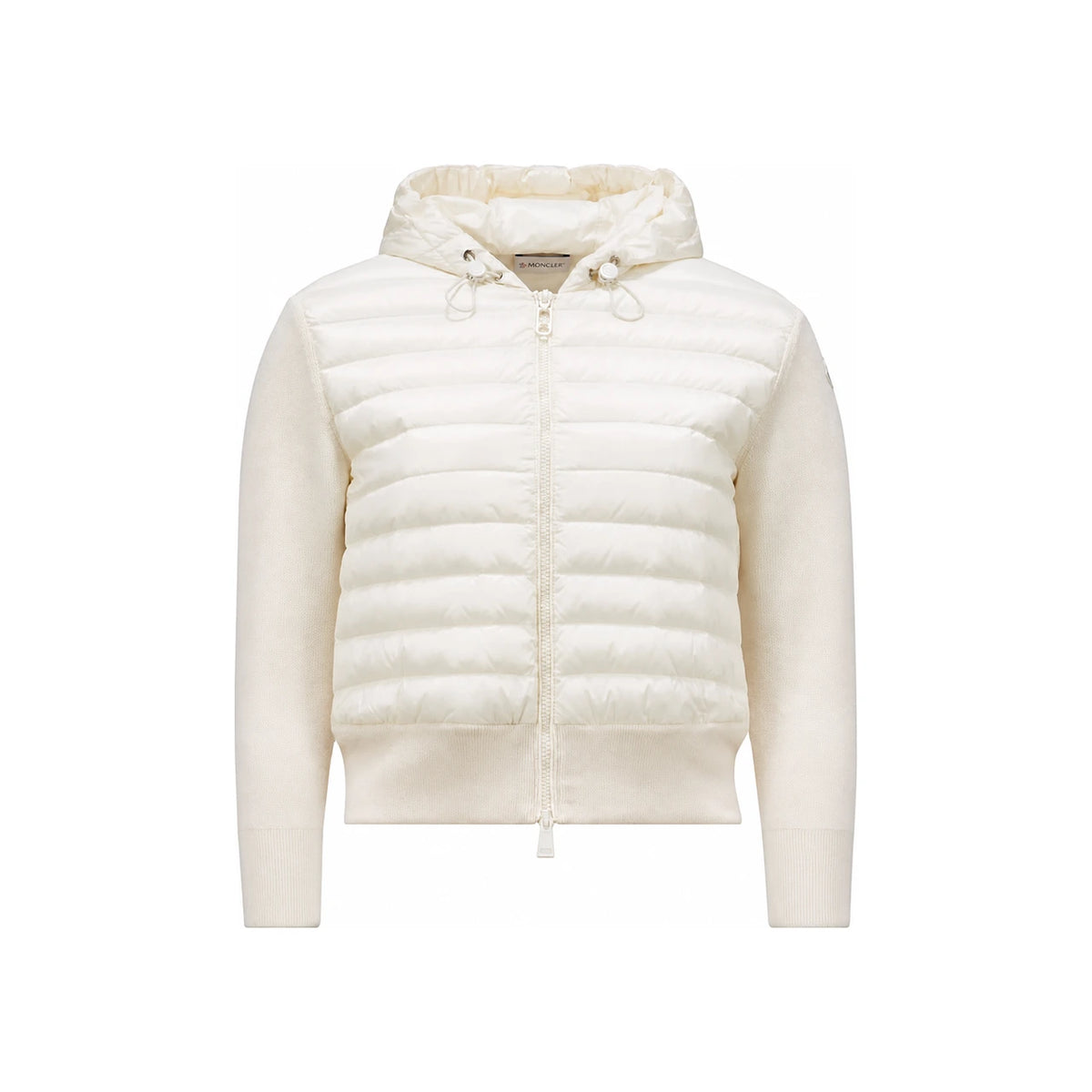 Moncler Women’s Wool Cardigan with Logo Patch White Down/Padding