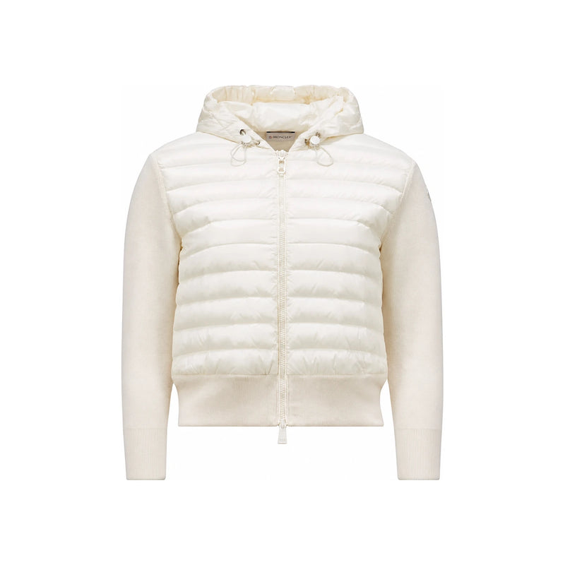 Moncler Women’s Wool Cardigan with Logo Patch White Down/Padding