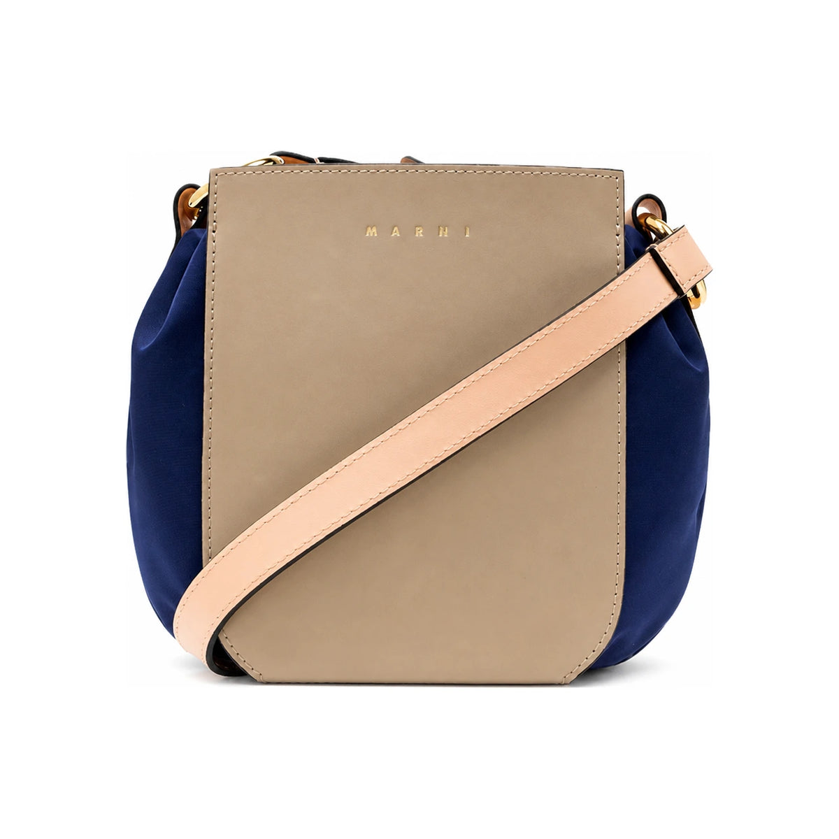 Marni Camel Blue 15th Anniversary Gusset Bucket Shoulder Bag