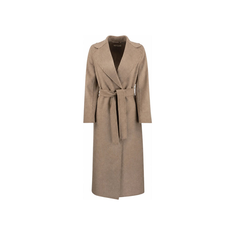 Max Mara Belted Long Wool Coat Caramel Melange