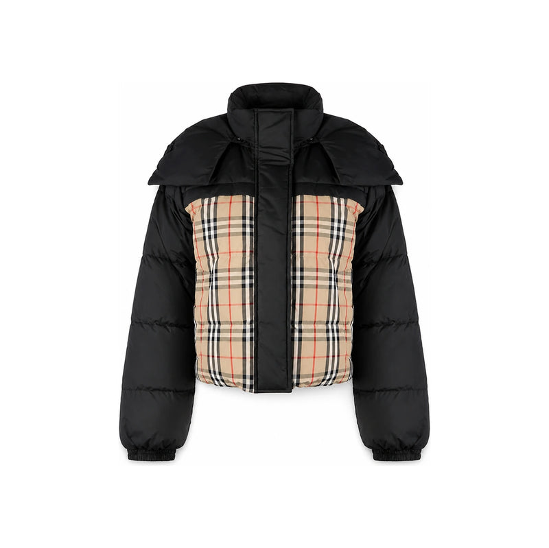 BURBERRY Women’s Reversible Check Cropped Puffer Jack 8079475 W LYDDEN REV A7028