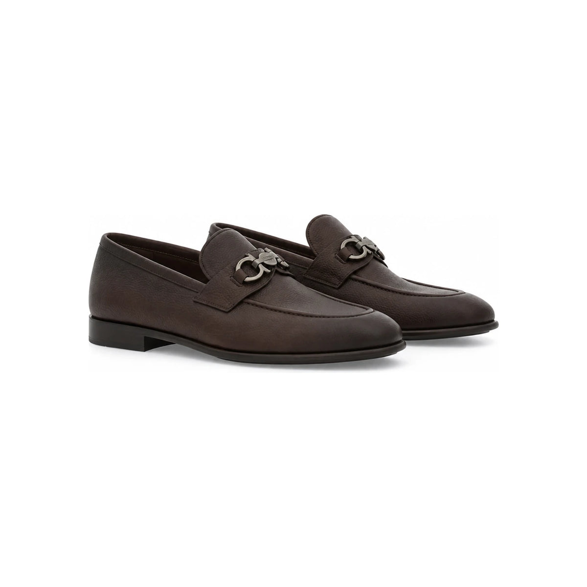 Ferragamo Testa Di Moro Leather Penny Loafers for Men