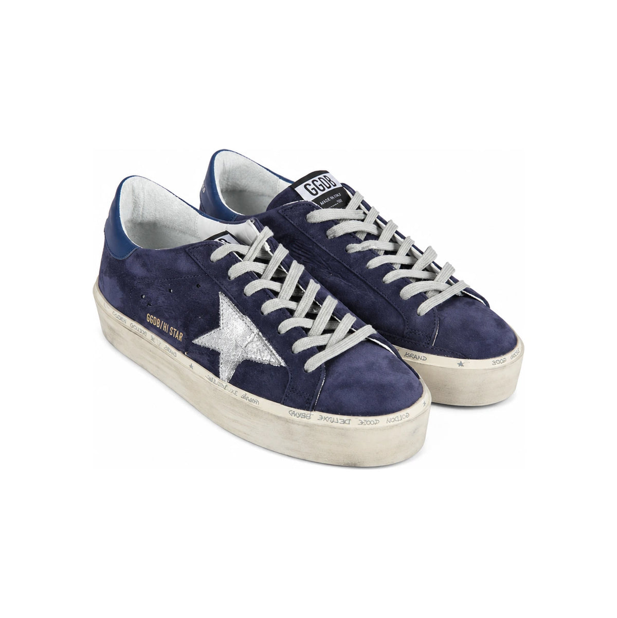 GOLDEN GOOSE Navy Silver Hi Star Low-Top Sneakers