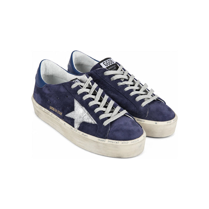 GOLDEN GOOSE Navy Silver Hi Star Low-Top Sneakers