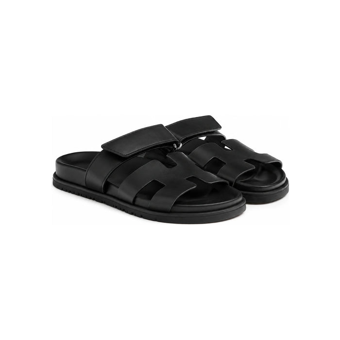 HERMES Women’s Chypre Sandals Black Noir Strap Sandals