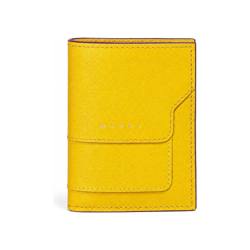 Marni Saffiano Leather Coin Bifold Wallet Black