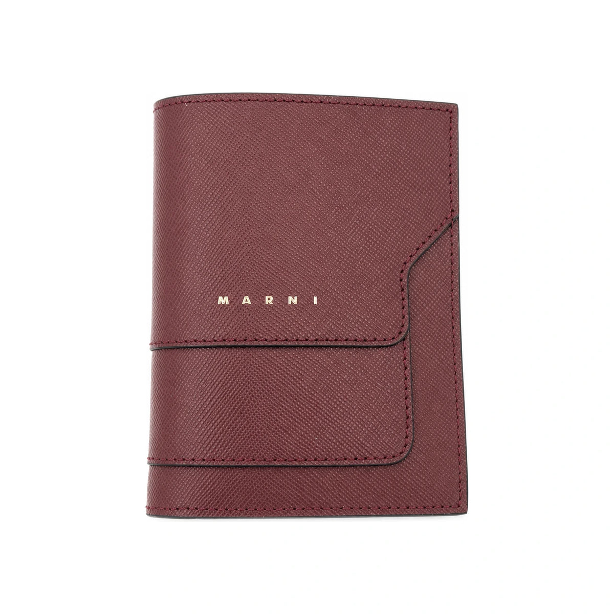 Marni Saffiano Leather Coin Small Bifold Wallet Pink