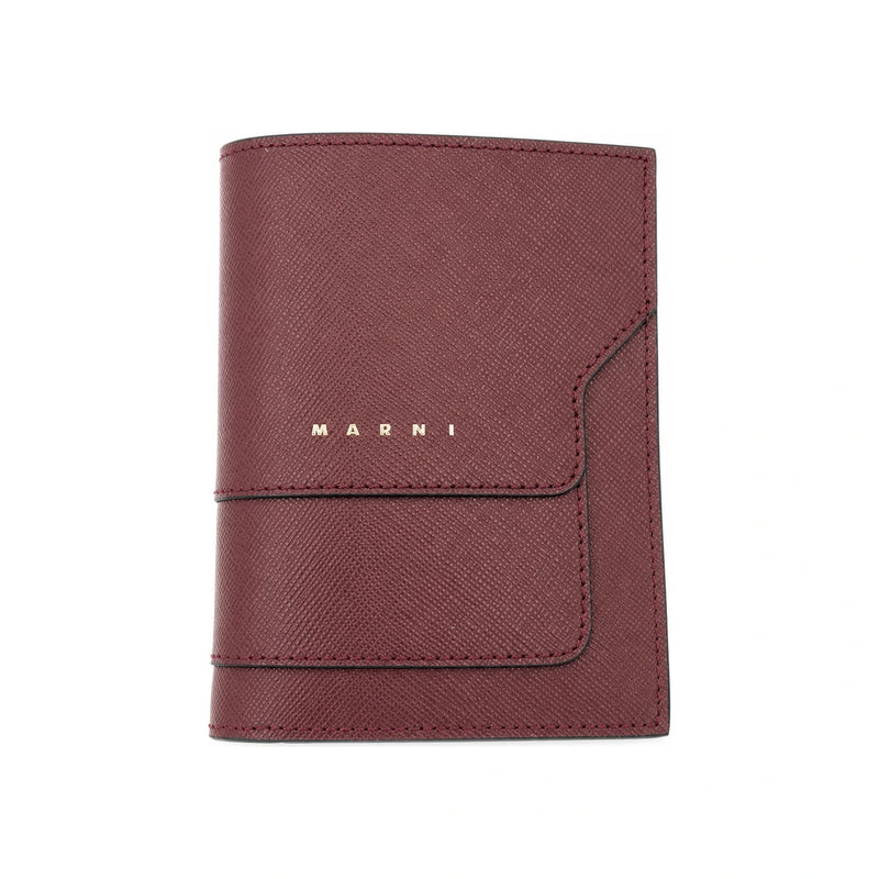 Marni Saffiano Leather Coin Small Bifold Wallet Pink