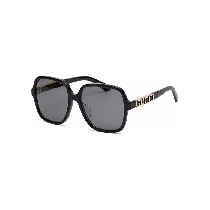 GUCCI Black Oversized Asian Fit Square Sunglasses