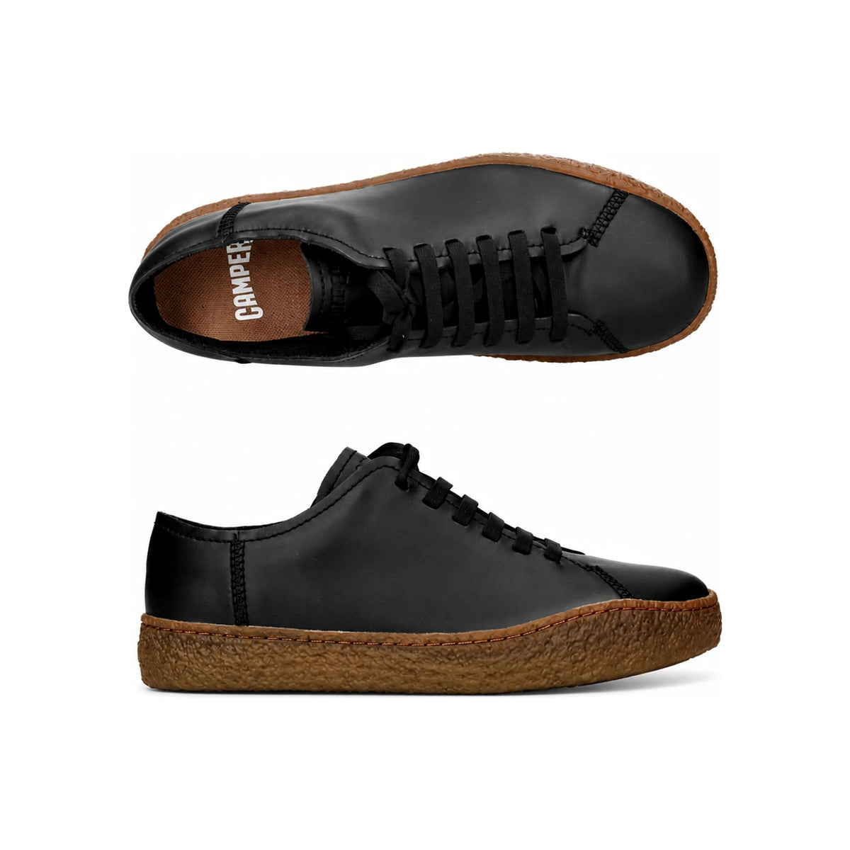 Camper Black Leather Peu Terreno Men’s Low-Top Sneakers K100927 001