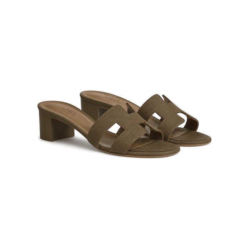 HERMES Oasis Sandals Calfskin Etoupe Brown