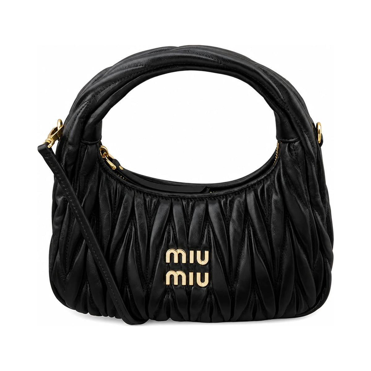 Miu Miu Wander Matelassé Nappa Leather Hobo Bag Shoulder Bag Pink