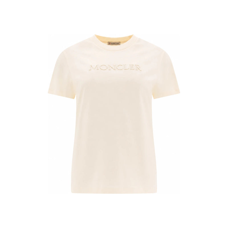 Moncler Logo Patch Ivory T-Shirt 8C000 08 89AUO 037